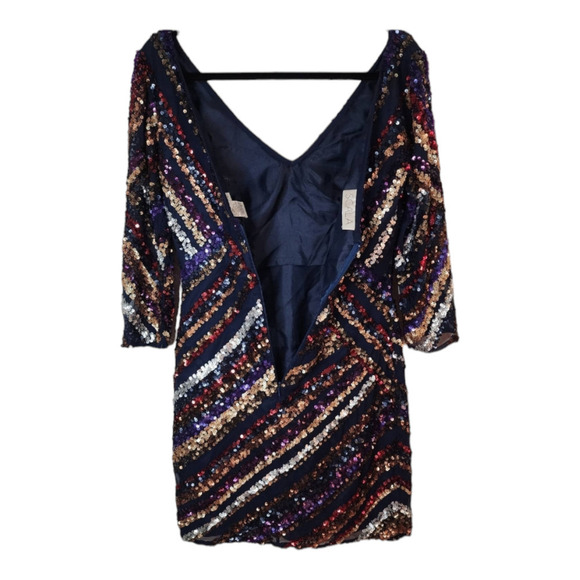 New SCALA silk navy blue with sequins Homecoming Cocktail Dress size 6 - Picture 5 of 11